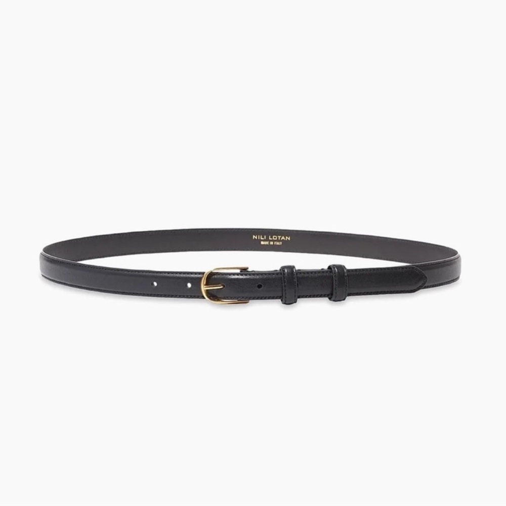 Nili Lotan Black Belt with Gold Buckle